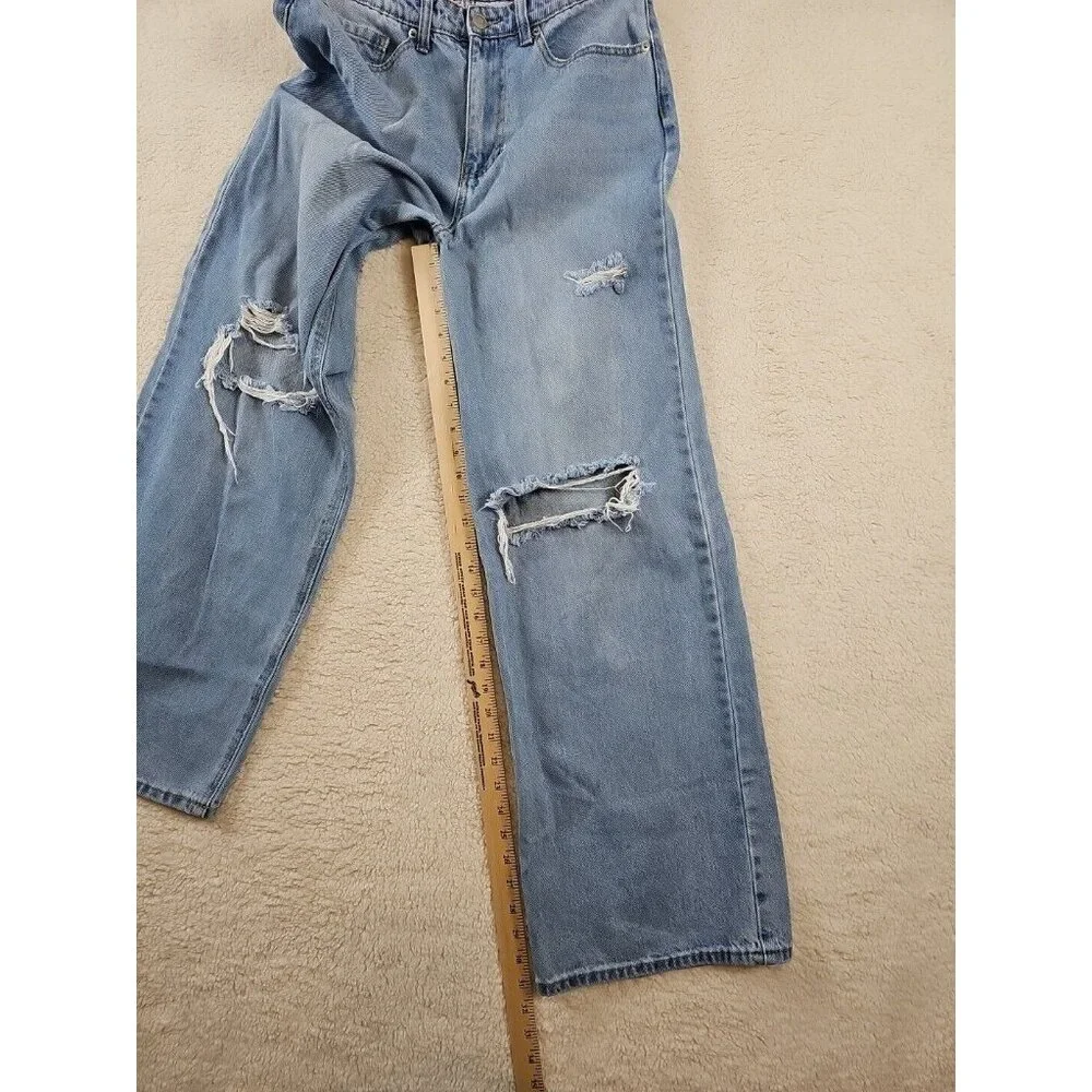 BP Be Responsible Women's Size 29 Jeans High Rise Wide Leg Denim Blue Distressed